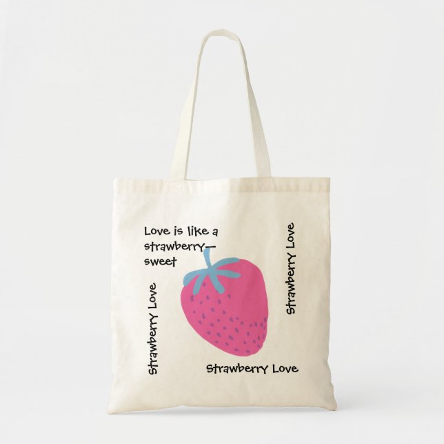 Cute Strawberry Love – Valentine’s Day Tote Bag (Front)