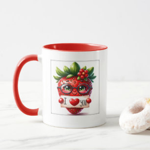 Cute Strawberry love word art Mug