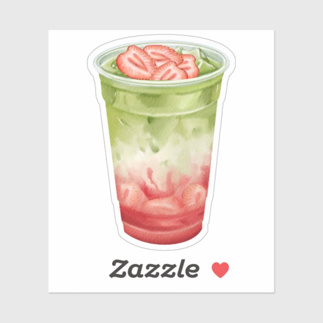 Cute Strawberry Matcha Aesthetic Sticker (Sheet)