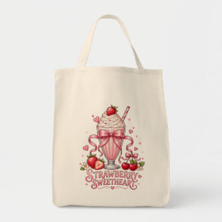 Cute Strawberry Milkshake Pink Dessert Tote Bag