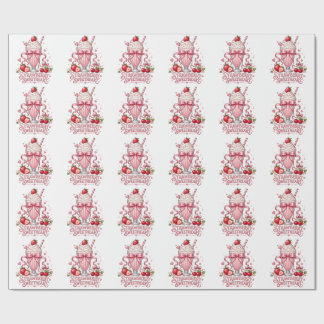Cute Strawberry Milkshake Pink Dessert Wrapping Paper