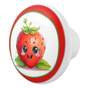 Cute strawberry mouse kitchen ceramic knob