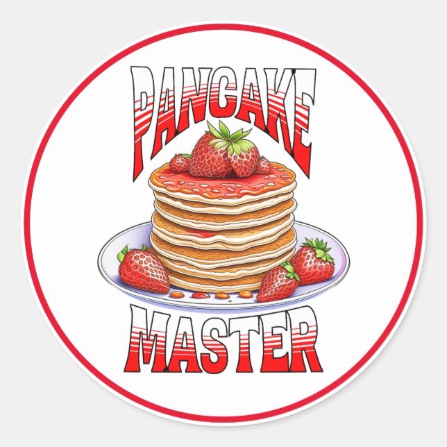 Cute Strawberry Pancakes Foodie Classic Round Sticker (Front)