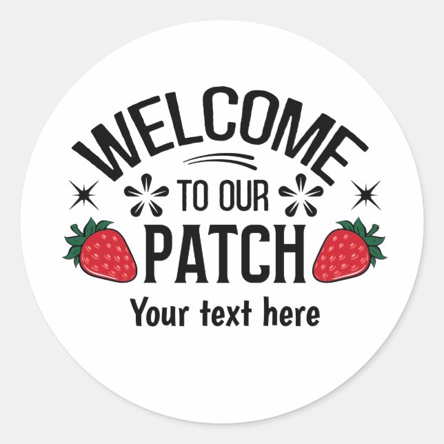 Cute strawberry patch welcome  classic round sticker (Front)