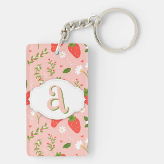 Cute Strawberry Pattern Acrylic Keychain