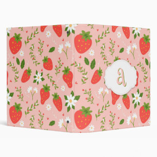 Cute Strawberry Pattern Binder