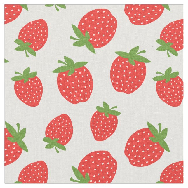 Cute Strawberry Pattern Fabric (Close Up)