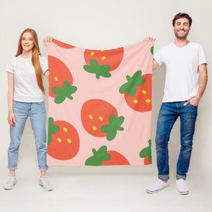 Cute strawberry pattern fleece blanket