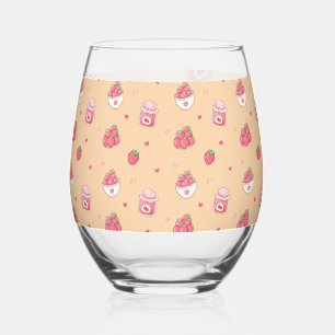 Cute Strawberry Pattern Glass Tumbler