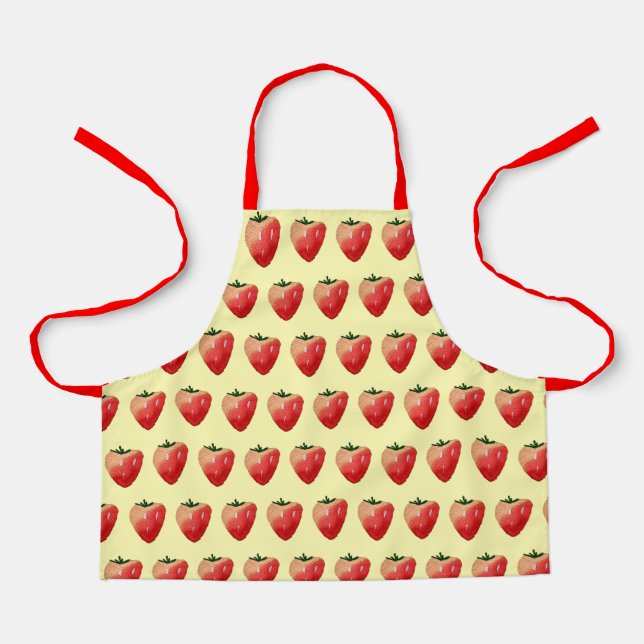 Cute strawberry pattern kids apron (Front)