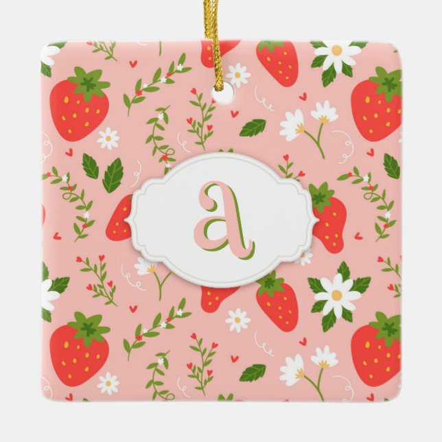 Cute Strawberry Pattern  Ornament (Front)