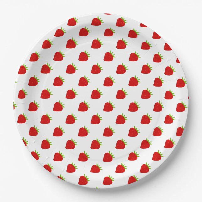 Cute Strawberry Pattern Paper Plate (Front)