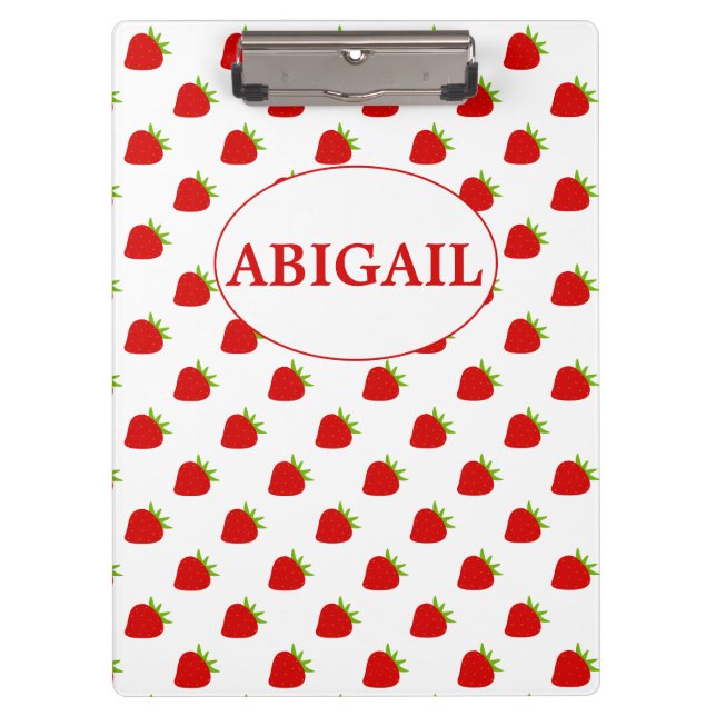 Cute Strawberry Pattern | Personalized Clipboard (Front)