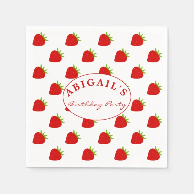 Cute Strawberry Pattern Personalized  Napkin (Front)