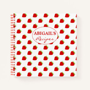 Cute Strawberry Pattern Recipe Notebook