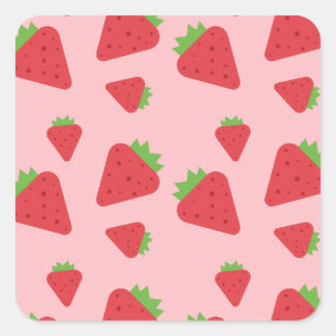 Cute Strawberry Pattern  Square Sticker