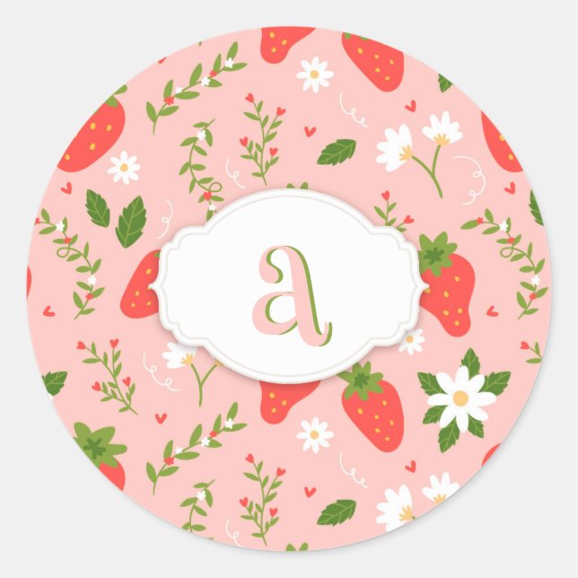 Cute Strawberry Pattern Sticker (Front)
