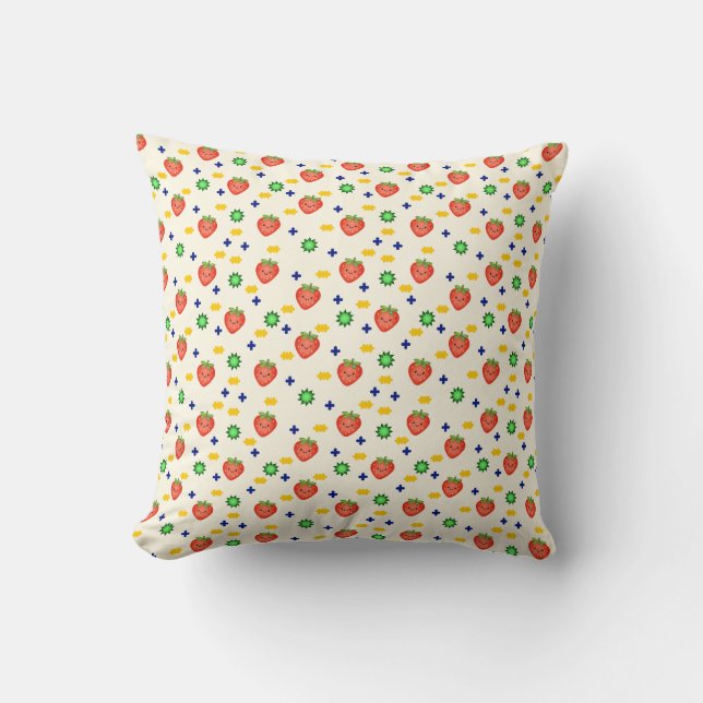 Cute Strawberry Pattern Throw Pillow (Front)