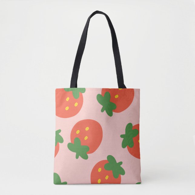 Cute strawberry pattern tote bag (Front)
