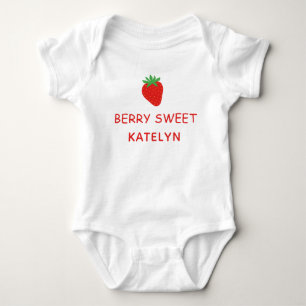 Cute Strawberry Personalized Name Baby Bodysuit