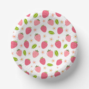 Cute Strawberry Pink Girls Birthday Paper Bowl Paper Plate