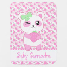 Cute Strawberry pink Kawaii Panda bear