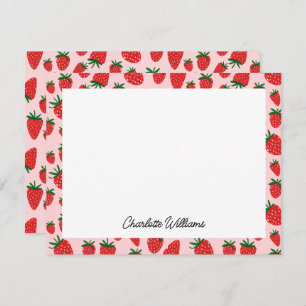 Cute Strawberry Pink Pattern Personalized Card