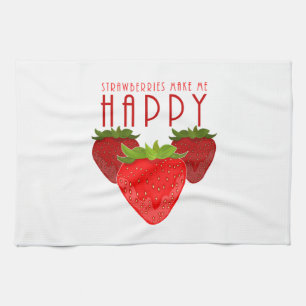 Cute Strawberry Quote Design Kawaii Fruit Kitchen Towel