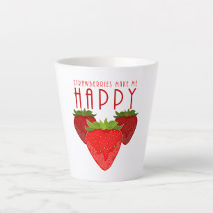 Cute Strawberry Quote Design   Kawaii Fruit Latte Mug