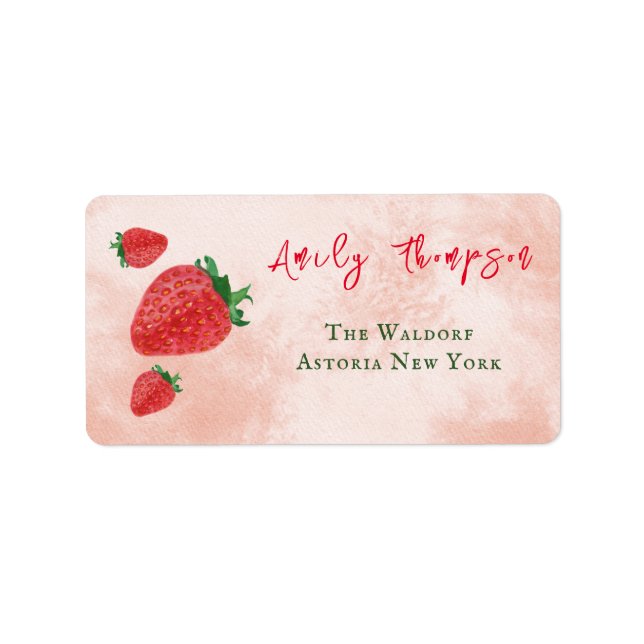 Cute Strawberry Red Green Baby Shower Label (Front)