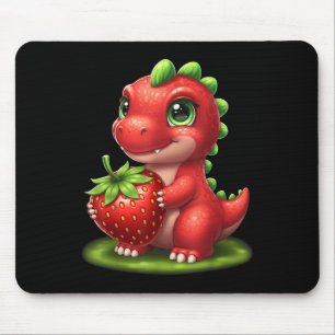 Cute Strawberry Summer Fruit Lover Dinosaur T Rex Mouse Pad