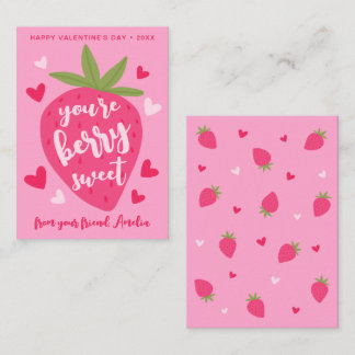 Cute Strawberry Sweet Berries Hearts Valentines Card