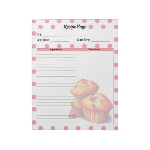 Cute Strawberry Treats Recipe Notepad