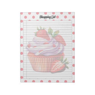 Cute Strawberry Treats Shopping List Notepad