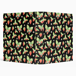 Cute Strawberry Watercolor Botanical Pattern Binder