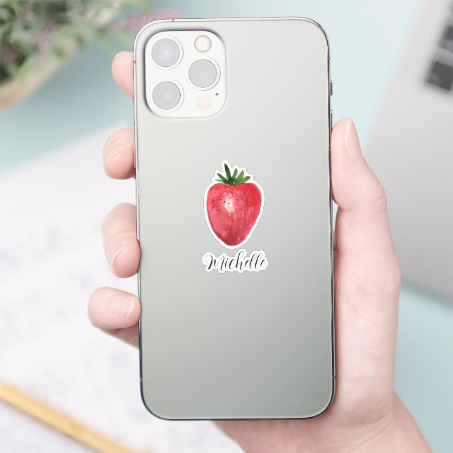 Cute Strawberry Watercolor Personalized (Phone)