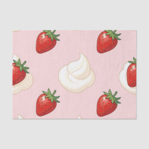 Cute Strawberry Whipped Cream Pattern Tissue Paper
