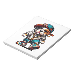 Cute Streetwear Bulldog Puppy Dog Lover Notepad