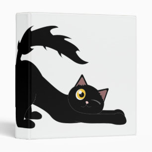 Cute Stretching Cat ~ Black Cat Cartoon Binder