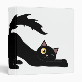 Cute Stretching Cat ~ Black Cat Cartoon Binder