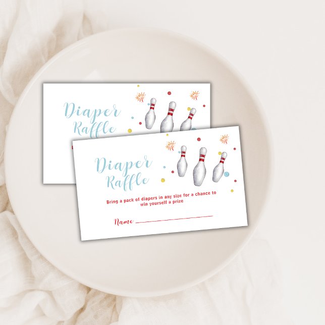 Cute Strike Up Bowling Diaper Raffle Baby Shower  Enclosure Card (Cute Strike Up Bowling Diaper Raffle Baby Shower Enclosure Card)