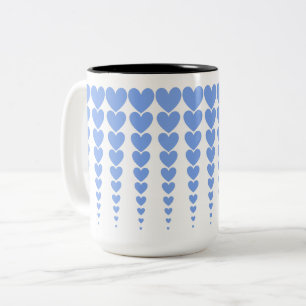 Cute String of Warm Periwinkle Blue Heart Tinsels Two-Tone Coffee Mug