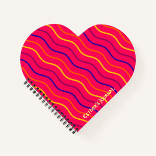 Cute Stripe Custom Personalized Name Pink Notebook