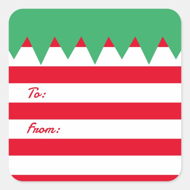 Cute stripe elf suit to and from Christmas sticker (Front)