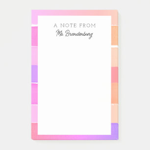 Cute Stripe Teacher Name Classroom Back to School Post-it Notes