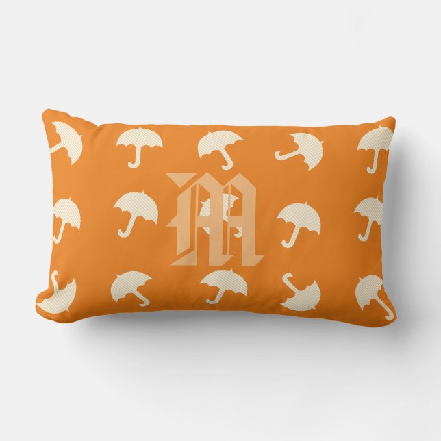 Cute Stripe Umbrellas Fall Mood Lumbar Pillow (Front)