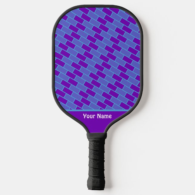Cute Stripe Wavy Lines Blue Pickleball Paddle (Back)