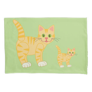 Cute Striped Cartoon Cat Kitty Kids Custom Colour Pillowcase