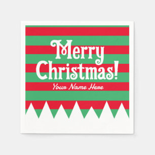 Cute striped elf suit custom Christmas party  Napkin