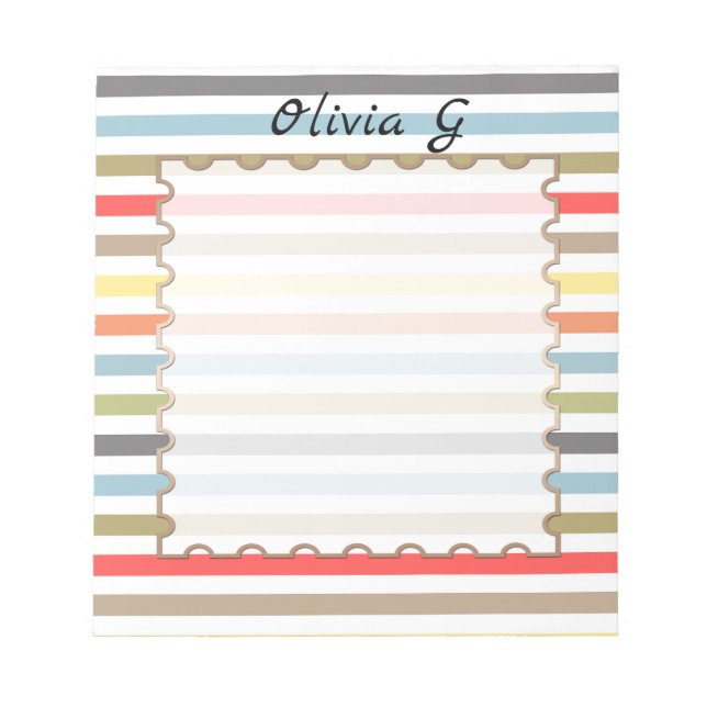 Cute striped pattern , striped , multi-coloured st notepad (Front)